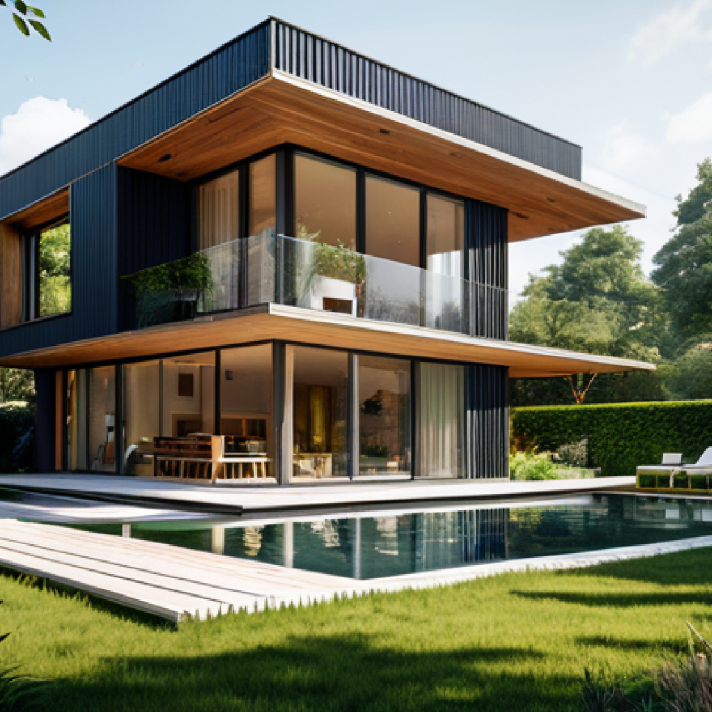 Sustainable Architecture Visualization**

"A modern, eco-friendly house design showcasing sustainable features, fully clothed people admiring the architecture, surrounded by lush greenery and solar panels, integrated with nature, demonstrating energy efficiency, architectural visualization, daylight, perfect anatomy, correct proportions, natural pose, professional, modest, family-friendly, safe for work, appropriate content, fully clothed."

**