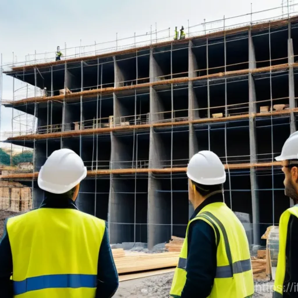 건축가가 경험한 실패 사례 공유 - **Prompt:** A dynamic, wide-angle shot of a bustling Italian construction site during daytime. Sever...