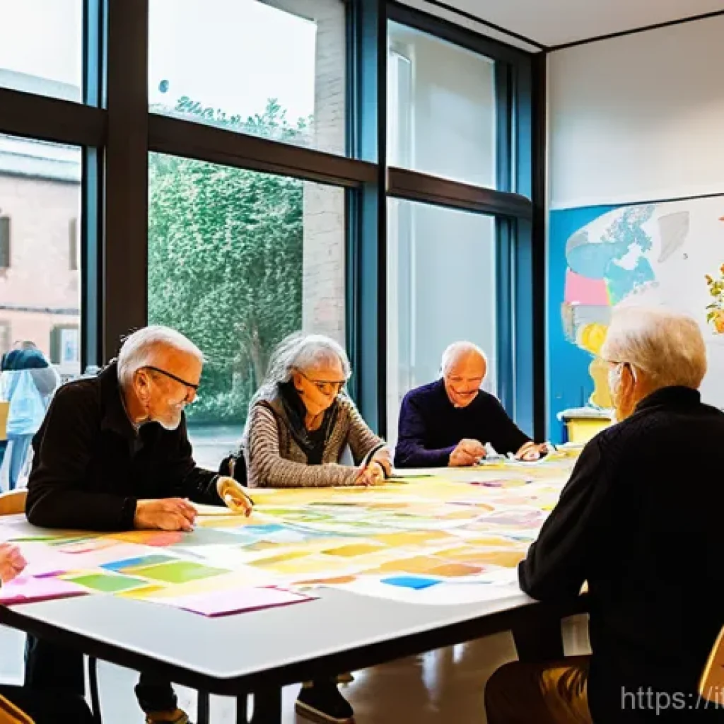 건축 프로젝트와 커뮤니티 참여 - **A Participatory Design Workshop in an Italian Community Center:**
    "A lively indoor scene depic...