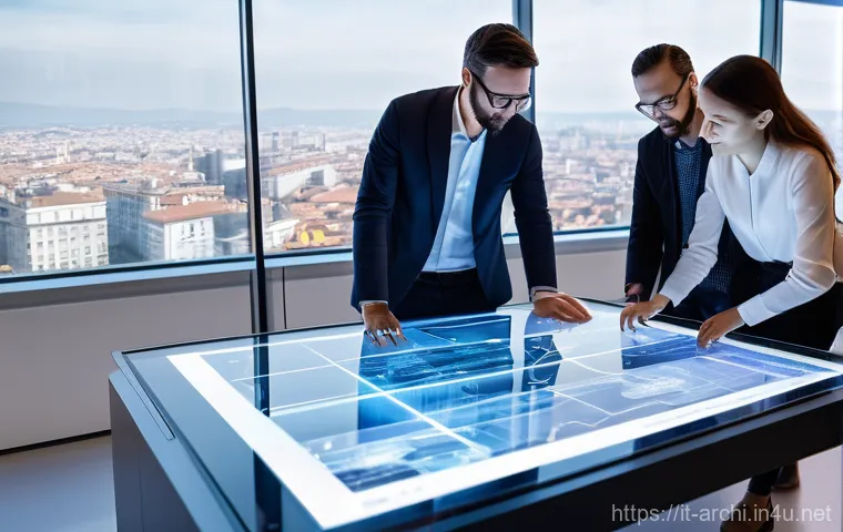 건축 프로젝트의 품질 평가 도구 활용 - **Prompt:** A dynamic, high-tech architectural studio in Milan. A diverse team of five architects an...