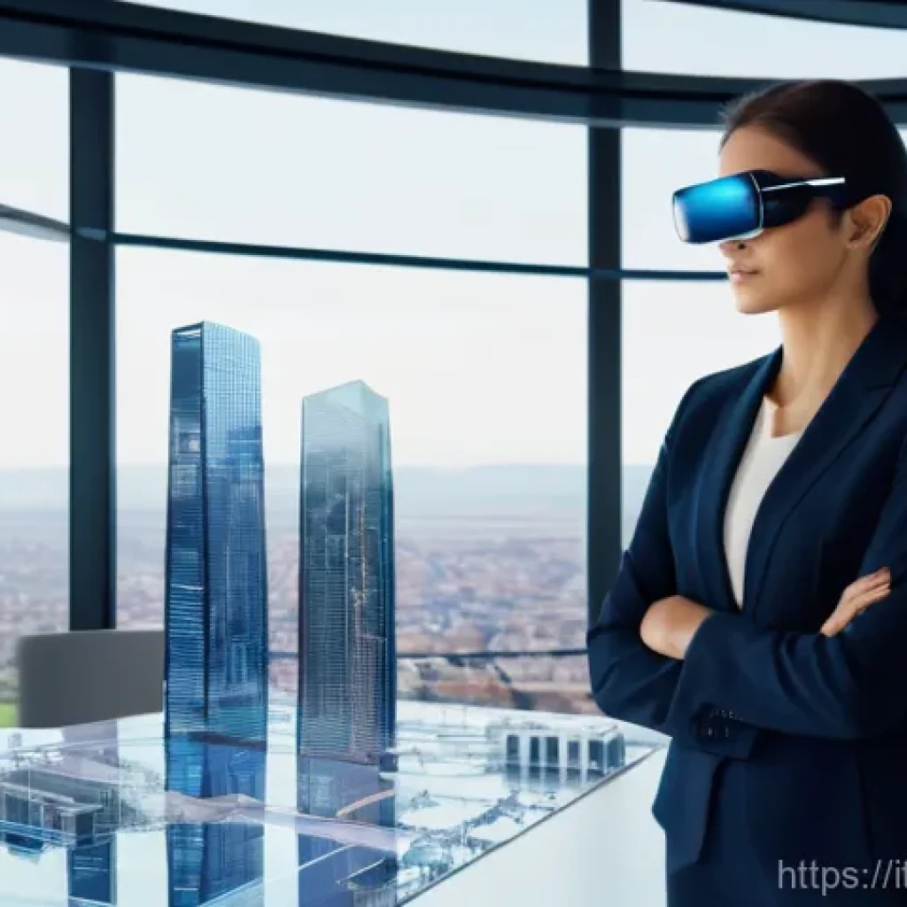 건축 실무에서의 자기 계발 사례 분석 - **Digital Architect in an Innovative Studio:**
    "A professional female architect, dressed in a sl...