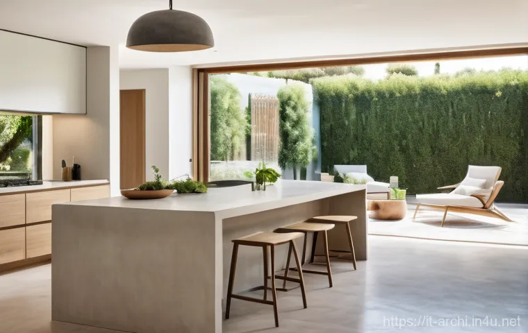 건축 설계에서 평면 구성의 중요성 - An elegant and bright open-plan living area in a contemporary Italian villa. Sunlight streams throug...