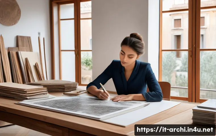 건축 실무에서 클라이언트 관리의 기술 - A female architect, with a warm and attentive expression, sits across a polished wooden desk from a ...
