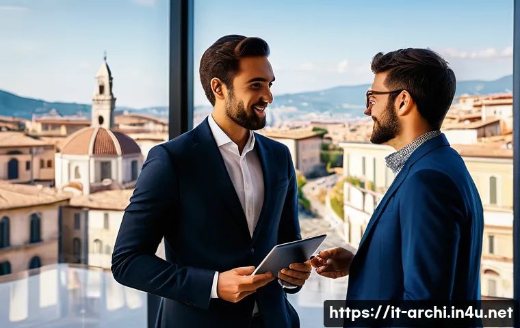 건축 실기 시험 후의 취업 전략 - A professional networking event in Italy focused on architecture: well-dressed young Italian archite...