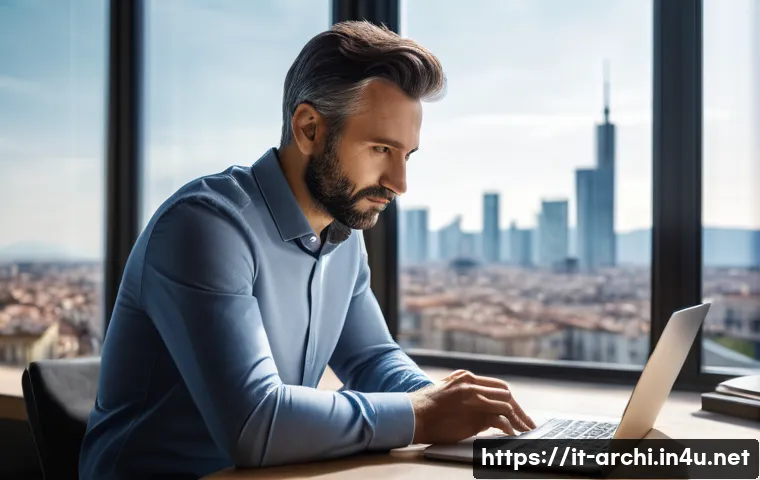 건축가의 연봉 협상 전략 - A professional Italian architect in a modern Milan office, dressed in smart casual attire with visib...