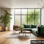 건축 실습에서 마감재 선택 팁 - A modern Italian residential interior showcasing eco-friendly bamboo flooring with a warm, natural f...