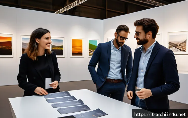 건축가 네트워킹 전략 - A professional architectural networking event scene in Milan, Italy, showing diverse architects and ...