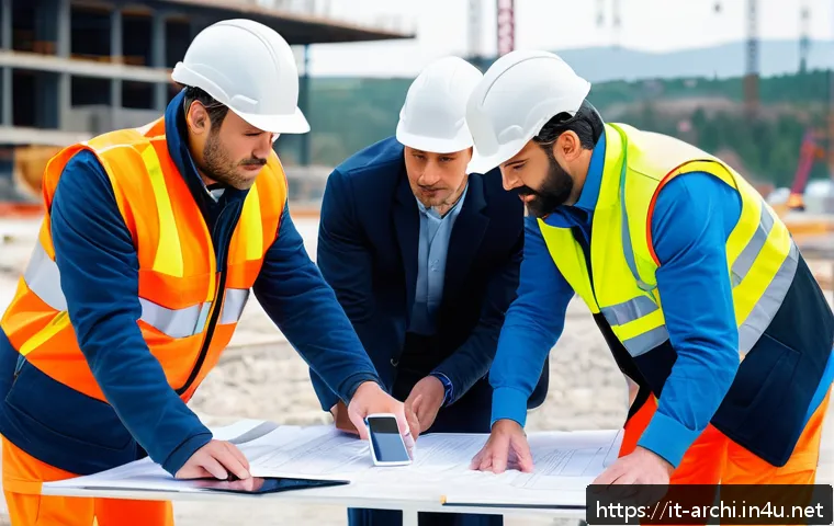 건축 프로젝트 관리에서 요구되는 리더십 기술 - A modern construction site in Italy during daylight, showcasing a diverse team of workers wearing sa...