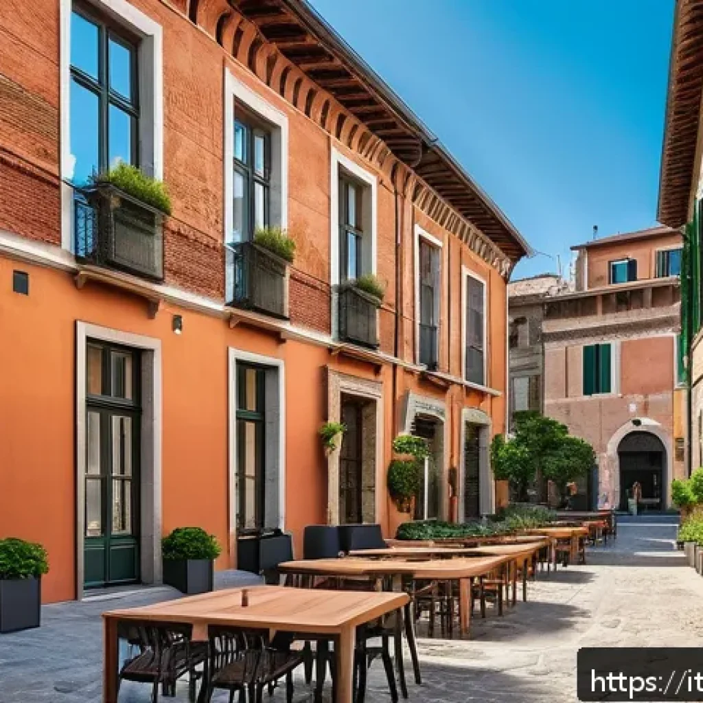 건축 설계의 역사적 배경과 현재 사례 비교 - A vibrant urban scene in an Italian historic city center showcasing a seamless blend of traditional ...