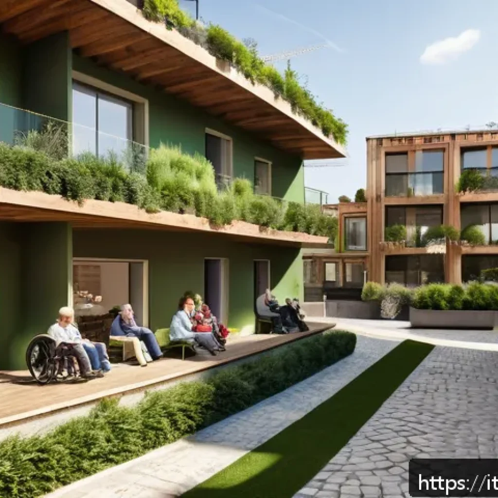 건축 설계의 윤리적 문제와 해결 - A modern sustainable urban neighborhood in Italy’s historic city center, blending ancient stone buil...