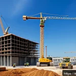 건축 프로젝트의 주요 실패 요인 분석 - A detailed construction site scene in Italy showing a realistic project timeline board with multiple...