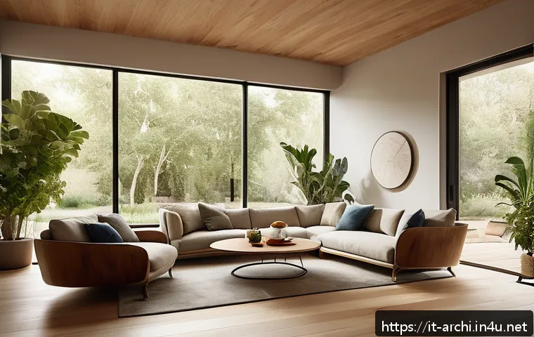 건축 설계에서 고객 니즈 파악하기 - A warm and inviting contemporary living room designed with sustainable materials such as FSC-certifi...