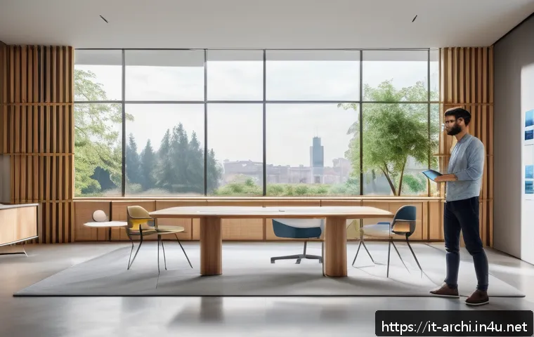 건축 설계 이론 정리 - A futuristic architectural design studio interior showcasing an architect interacting with an augmen...