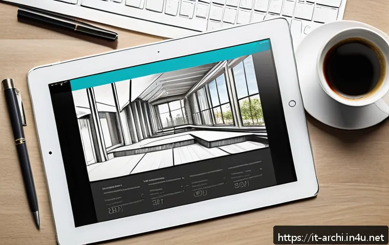 건축학도 취업 준비 가이드 - A professional architect’s portfolio layout displayed on a sleek digital tablet screen, featuring cl...
